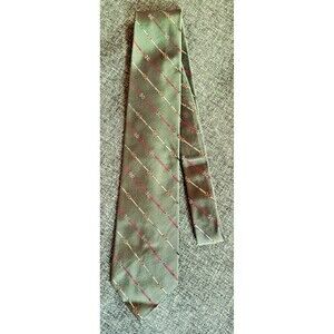 Dress Tie 70s 80s 90s Y2K Mens Adrian Green Red Beige 3 Wide 54 Long